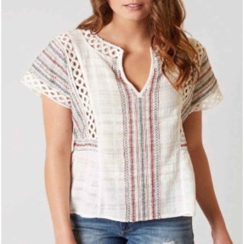 BKE GIMMICKS‎ | Embroidered Gauze Top | Small